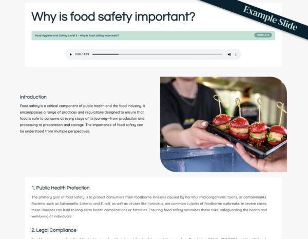 Food Hygiene Level 3 Example Slide