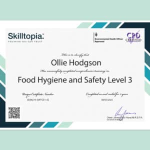 Food Hygiene Level 3 Certificate