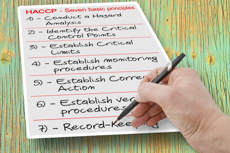 Seven basic principles about HACCP plans (Hazard Analysis and Critical Control Points) - Food Safety and Quality Control in food industry concept image